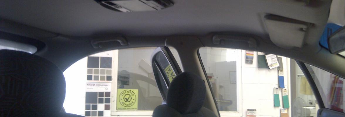 #slide83 Sagging Car Roof Lining Repaired